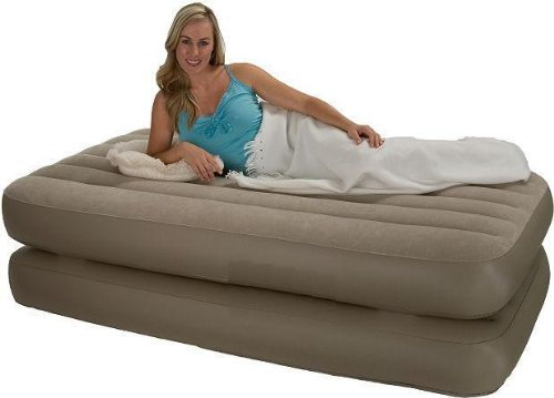 Intex Twin Raised Airbed with Built-in Electric 110V Pump and Tethered Remote Control Air Bed 66945E