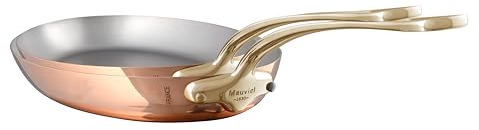 Mauviel M'150 B Set de 2 Poêles Ovale Cuivre Poli & Inox Manche Bronze 1,5mm Fabrication Française