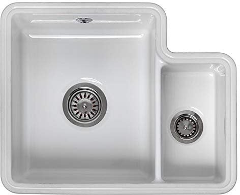 Reginox Tuscany 1.5 Bowl White Ceramic Undermount Kitchen Sink & Waste