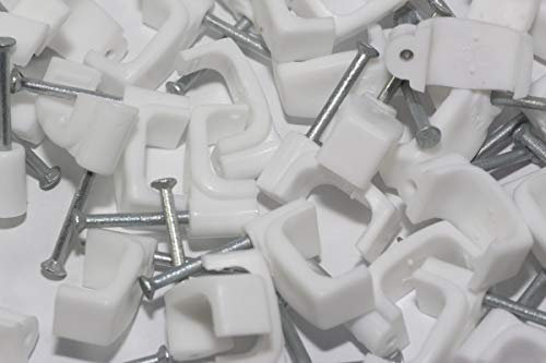 Unifix 50 x White 6mm FT&E Flat Cable Clips for Twin Coax Cable Webro WF100, 13mm Wide