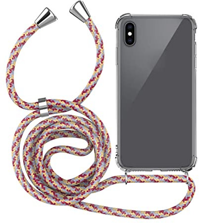 MyGadget Strap Case for Apple iPhone Xs Max - Crossbody Phone Cover - TPU Silicone Case with Neck Holder - Cord Lanyard Carrier with Rope in Pink