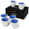 MIAMIO - 6 x 350 ml Juego de Taza de Café/Copa de desayuno - Le Papillon Colección (Blanco-Azúl)