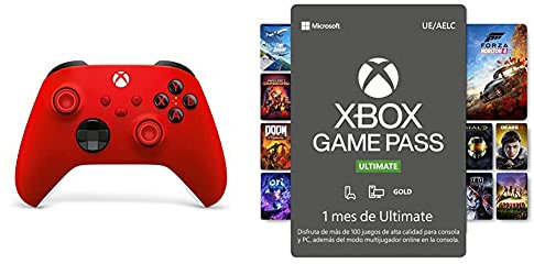 Microsoft Mando Inalámbrico, Color Rojo (Xbox Series X) + Suscripción Xbox Game Pass Ultimate 1 Mes | Xbox/Win 10 PC Código de descarga