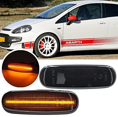 NSLUMO Led Seitenblinker für Fia.t Panda Grande Punto Abarth Evo Doblo Stilo Idea Linea Citroen Nemo Peugeot Bipper Led Blinker Blinker Lampen 2 Stück Rauch Animiertes Licht