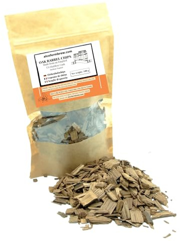 AlcoFermBrew Copeaux de chêne - Bourbon - Chauffe Moyenne - 100g - Copeaux Bois | copeaux granulés en Bois de fûts de Bourbon
