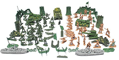 107 Teiliges Soldaten Spielset, Militär Modell Soldat Spielzeug Armee Figuren Set, Armee Soldaten Spielzeug aus Plastik Mini Armee Figuren Soldatenfiguren Spielzeug Militärspielset für Kinder Jungen