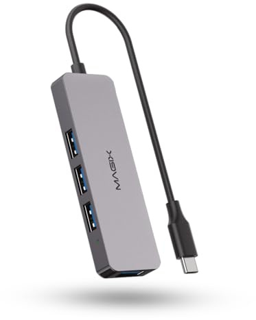 Magix USB-C-Hub, Typ-C auf 4-Ports USB 3.0, Aluminiumgehäuse, 5 Gbit/s Datenübertragungsgeschwindigkeit, kompatibel mit MacBook Pro, iPad Pro, MacBook Air, XPS, Surface Book und mehr