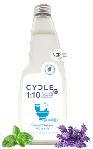 CYCLE WC Reiniger Konzentrat 500 ml – Toilettenreiniger mit pflanzlichen & recycelten Inhaltsstoffen – WC Schaumreiniger extra stark gegen Urinstein & Ablagerungen – Nachfüllpack für 5 l Reiniger
