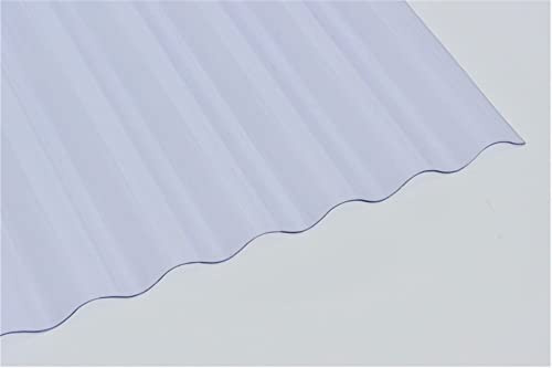 Clear Curved Polycarbonate Roofing Panels 21 W x 72 L, Set of 10, Corrugated Rainproof Roof Sheets for Deck, Patio, Carport & Under-Deck Coverage