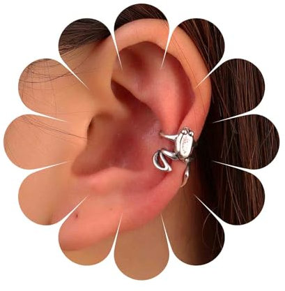 Dervivea Silberne Frosch Ohrmanschette Ohrring Frosch Clip An Ohrring Süßer Frosch Knorpelmanschette Ohrring Frosch Ohrring Tier Ohrmanschette Nicht Piercing Ohrring Schmuck Für Frauen Und Mädchen