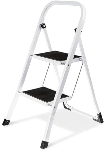 Lefeld 2-Stufige Trittleiter klappbar Klappstufen Klapptritt Stehleiter Leiter faltbar Tritthocker Trittbrett 300 x 200 mm, Belastbar bis 150 KG, ideal für Gewerbe und Haushalt, 613308