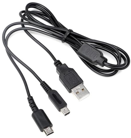 Cavo di Ricarica USB per Nint-endo DS Lite/NDSL, Cavo di Alimentazione 2 in 1 da 1,2m, Compatibile con Nin-ten-do 3DS/3DS XL/2DS/DSi/DSi XL/New 3DS/New 3DS XL/New 2DS XL/DS Lite, Caricabatterie di Ri