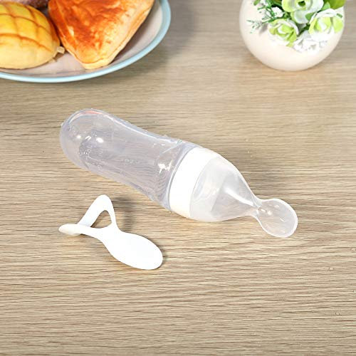 KIMISS Silikon-Müsliflasche für Babys mit Löffel, 90 Ml, BPA-frei, Sicherer, Lebensmittelechter Silikon-Quetschspender, für Baby-Müsli und Halbflüssige Lebensmittel.