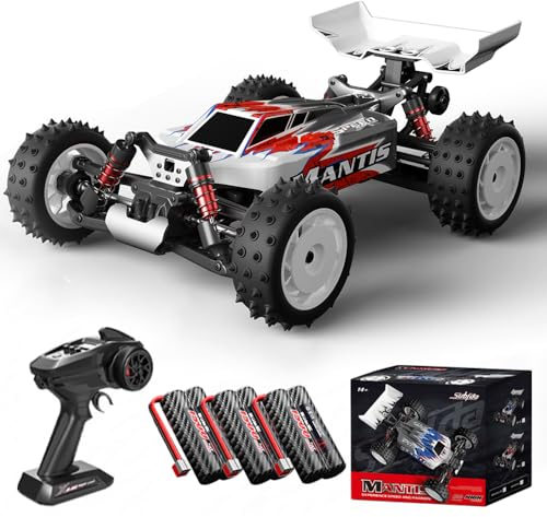 Teeggi S911 PRO 1:16 Ferngesteuertes Auto, 70 km/h RC Hohe Geschwindigkeit Drift Rennauto, 2.4GHz Bürstenloser Motor 4WD Off Road Race Buggy für Erwachsene, 3 Batterien(Rot)