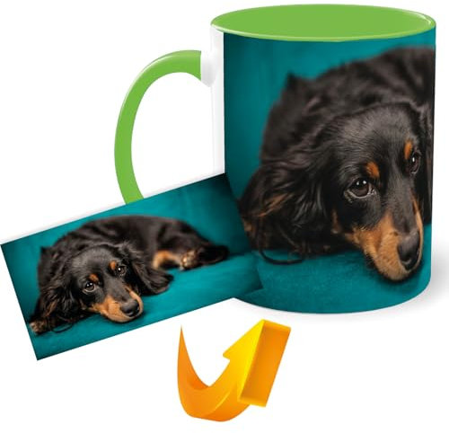 Taza Personalizada Foto Texto Taza Cerámica Diseño Único Desayunos Originales Regalo Original Apta Microondas Lavavajillas Regalo Impresión de Calidad Descuento Por Cantidad (VERDE)