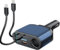 XWXELEC 5-in-1 Auto Ladegerät 【2 IOS USB】, Zigarettenanzünder Verteiler Adapter Splitter KFZ Einziehbares Datenkabel Stecker DC mit Steckdose für Handy Dash Kamera 12V/24V - Blau