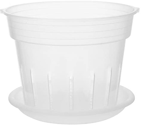 POPETPOP 1 Jeu Coupelle de Plantation Dure Phalaenopsis Jardiniere Plastique Pot de Fleur Plastique planteur Pots d'orchidées avec soucoupes Usine Pots de Plantes d'intérieur Réutilisable
