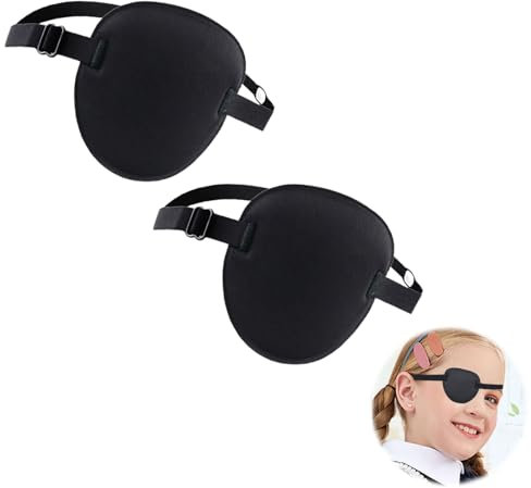 LBJFYHJN Lot de 2 cache-yeux en forme de pirate - Patchs monoculaires 3D réglables - Convient pour la récupération postopératoire, le strabisme, l'amblyopie
