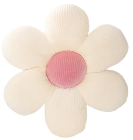 LATRAT Coussin de sol en peluche tatami en forme de fleur - Décoration esthétique - Pour chambre à coucher, canapé, chaise - Blanc et rose - 40 x 40 cm
