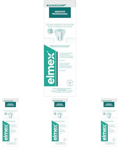 elmex Collutorio Sensitive Professional 400 ml | blocca il dolore da sensibilità | crea una barriera protettiva di lunga durata | con fluoro per la prevenzione della carie e 0% Alcohol