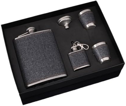 Hip Flasks for Men, Stainless Steel 8oz and 1oz Vacuum Flask Pack of 2 Multicolor with Cups Funnel Gift Box