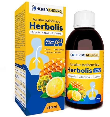 Herbolis Jarabe Balsámico 150 ml HerboAhorro – Con Própolis, Yemas de Pino, Erísimo, Vitamina C y Cobre – Apoya el Bienestar Respiratorio y de la Garganta – Para Adultos y Niños