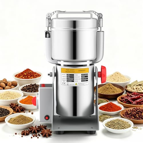 Mulino Elettrico per Cereali 800g, Macina Spezie 3500W con Timer | Potente Motore, 430 Acciaio Inox, Protezione dal Surriscaldamento, Per Farina Fresca e Ricette Gluten Free
