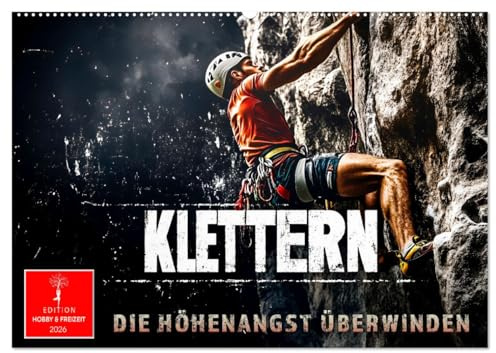 Klettern - die Höhenangst überwinden (Wandkalender 2026 DIN A2 quer), CALVENDO Monatskalender: Steilwandklettern - die eigenen Grenzen erfahren. (CALVENDO Sport)