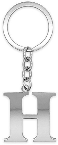 Soul-Cats Schlüsselanhänger Buchstaben Silber A-Z glänzend Initialen Schlüsselbund Edelstahl, Farbe: Silber, Auswahl: Modell H