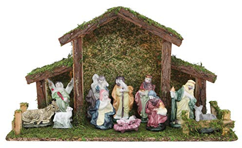 Toyland® Presepe tradizionale di Natale – stalla con 11 personaggi della Natività – Decorazioni natalizie