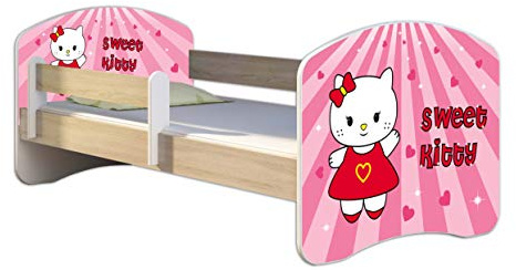 ACMA Lit Enfant Junior Sommier à Lattes Matelas Gratuite CHÊNE Sonoma II (15 Sweet Kitty, 160 x 80 cm)