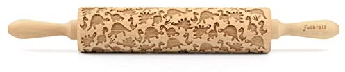 Folkroll Teigrolle Dinosaurier, groß, 43 cm, Nudelholz, Prägerolle, Muster, Motiv, Rolle, Buchenholz, 331446