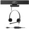 Webcam professionale HD 1080P | Cuffie binaurali professionali USB con cancellazione del rumore | Pacchetto Bundle | Compatibile con FluentCloud