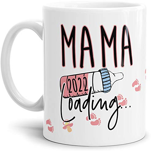 Tasse Babynews Du wirst Mama 2022 - Geschenkidee/Ladebalken/Endlich Schwanger/Schwangerschaft verkünden/Baby - Weiß