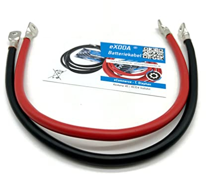 eXODA cable de batería de 30cm 25 mm² cobre cable de alimentación con ojales M8