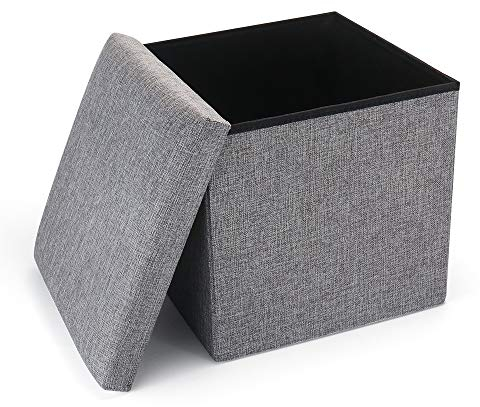 Cosaving Faltbarer Ottoman Hocker Aufbewahrung Ottomane Sitz Fußhocker mit Stauraum Ottomane Storage Cube Aufbewahrungsbox Spielzeugtruhe Aufbewahrung mit Deckel für platzsparende 38x38x38cm, grau…
