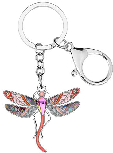 DOWAY Porte-clés Libellule en Émail Cadeau pour Femme (Rouge)