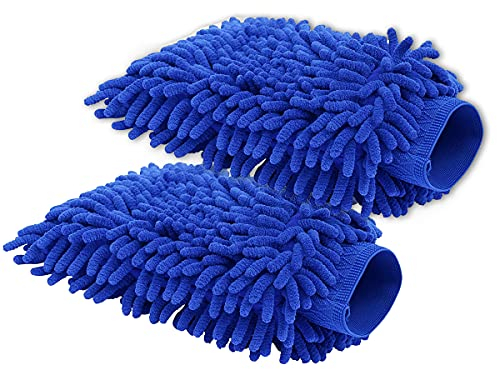 CARALL 2 guantes de lavado de coche, paño de esponja para lavado de coche, de microfibra antiarañazos, doble cara profesional