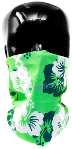 REEFLEXX Green Hibiscus Loop, Schlauchschal Halstuch Multifunktionstuch, bedruckt und mit Reflektoren atmungsaktiv, für Erwachsene