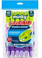 Sure Grip Pegs Heavy Duty Strong Clothes Clips Washing Line Airer Dry 24 Pack