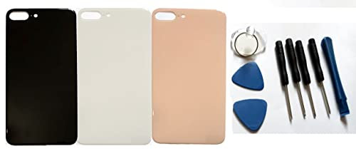 For iPhone 8 Plus + Back Glass Battery Replacement Case Big Camera Hole Housing (White)