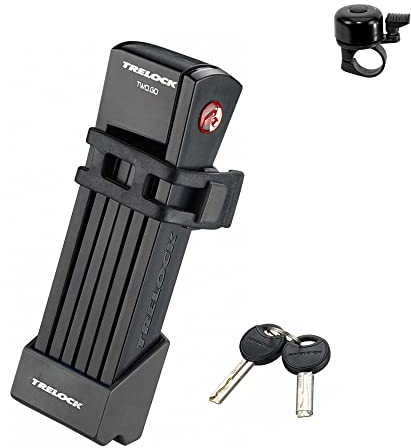 Trelock FS 200 Two.GO® Fahrrad Faltschloss mit Halter Schloss Level 2 inkl. Fahrradklingel