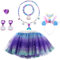 GEEKEO Meerjungfrau Kostüm Mädchen mit Haarreif Halskette Armband Ohrringe Ring Schmuck Kinder Cosplay,Tutu Tüllrock Prinzessin Kleid Ballettrock für Karneval Geburtstag Party
