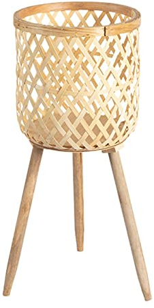 Luckxing Blumentreppen Blumenständer Mit HolzBeinen Pflanzenständer Aus + Blumentopf Blumenhocker 2 In 1 Deko Wohnzimmer | Blumensäule Für Pflanzentopf Vase Garten
