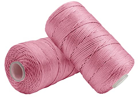 Uiopa Filo Macrame 1,5mm x 400m, Corda Macrame in Nylon Cordino per Borse Uncinetto, Filo Rosa per Ferri e Uncinetto, Fai da Te, Decorazioni, Artigianato