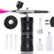 SONGYUKA Airbrush Kit with Compressor, Airbrush Compressor Rechargeable Upgraded 1200Amh 32PSI with 0.3mm Nozzle and Air Brush Kit for Painting,Nail Art,Tattoo,Cleaner Set(black2)