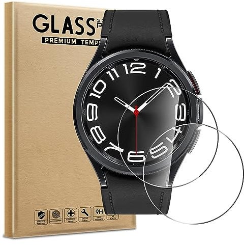 WFTE [2-Pack Screen Protector for Samsung Galaxy Watch 6 Classic 43mm,Anti-Scratch,Anti-fingerprint,Dust-Free Premium Screen Protector Tempered Glass For Samsung Galaxy Watch 6 Classic 43mm