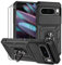 Dechyi Coque pour Google Pixel 8 Pro avec Verre TrempéLentille Coulissante Couverture Support d’Anneau Rotatif Armor Silicone Étui Antichoc Housse Bumper-Noir