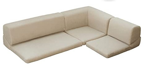 Couch-Sofa-Set, niedriges Bodensofa, L-förmiges Ecksofa, Futon-Sofa mit Rutschschutz-Klebeband (Beige, 173 x 36 cm)
