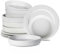 Stone Lain Senso 12-teiliges Geschirrset New Bone China Teller und Schalen Sets Geschirrset für 4 Speise- und Salatteller Weiß